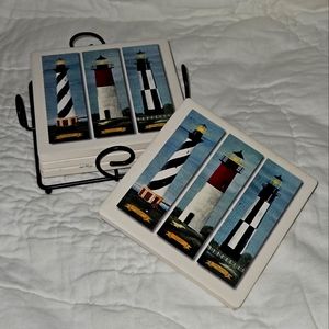Stone Lighthouse coaster set holder